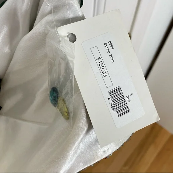 NWT Mini Crystals & Sequins Teal Sparkly Cocktail Dress Size 2 - Picture 8 of 9